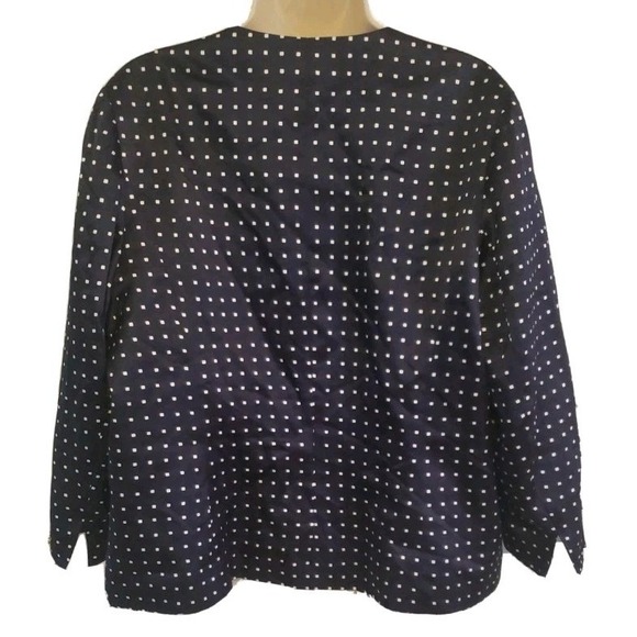 Vtg Pendleton Size L Polkadot Silk Blend Open Front Jacket Nautical Career - Picture 2 of 5